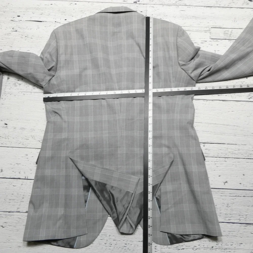 Hugo Boss BOSS Blazer Mens 42L 52 Gray Plaid Stretch Suit Jacket The James3